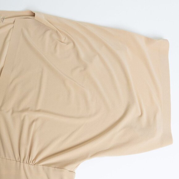 Norma Kamali Maxi Dress Beige Stretchy Jersey Obie Gown Blonde XL - Picture 7 of 13